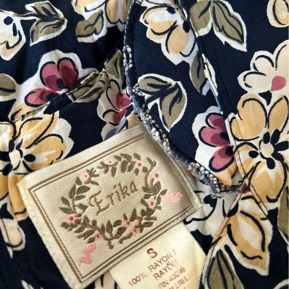 VTG 90s Blue Floral Cap Sleeve Button Front Maxi Dress, S Cottagecore Butter Mom - Picture 3 of 8
